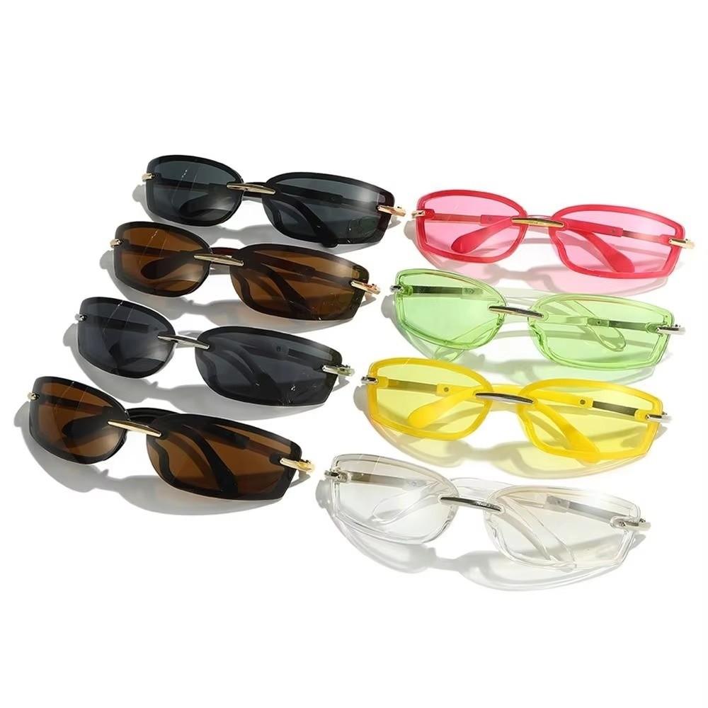 Fashion Metal Candy Color Rimless Sunglasses PC Y2K Dopamine Square Sunglasses Frameless Colorful Eyewear Outdoor