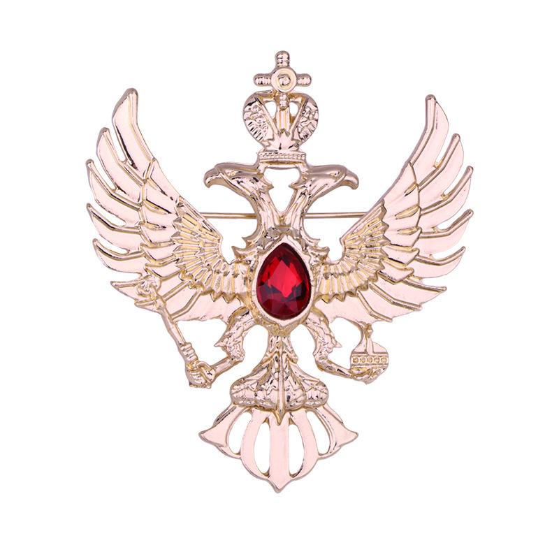 Men's Russian Double-Headed Eagle Crown Brooch - Suit Jacket Pin Emblem