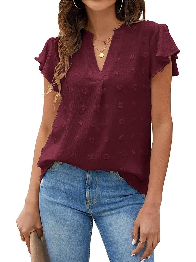European and American Women's Ruffle Chiffon Summer Shirt