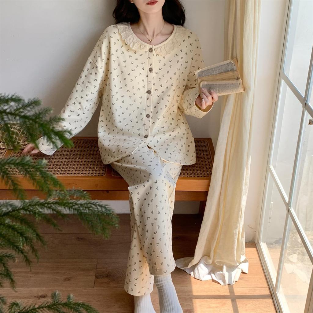 Kyonuza Pajamas with Bra Long Open Loungewear Plus Sizes Stylish Suitable for Junior High School Size Women's Spring/Summer Pads, Sleeves, Front, Set,