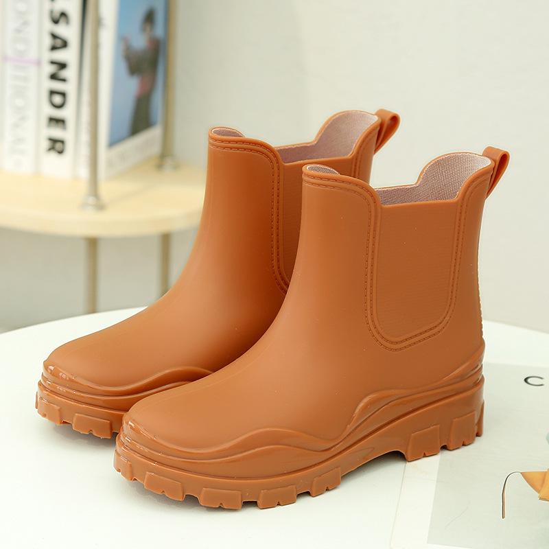 Chelsea rain shoes women's fashion water shoes new velvet rain boots waterproof boot cover shoes non-slip rubber shoes