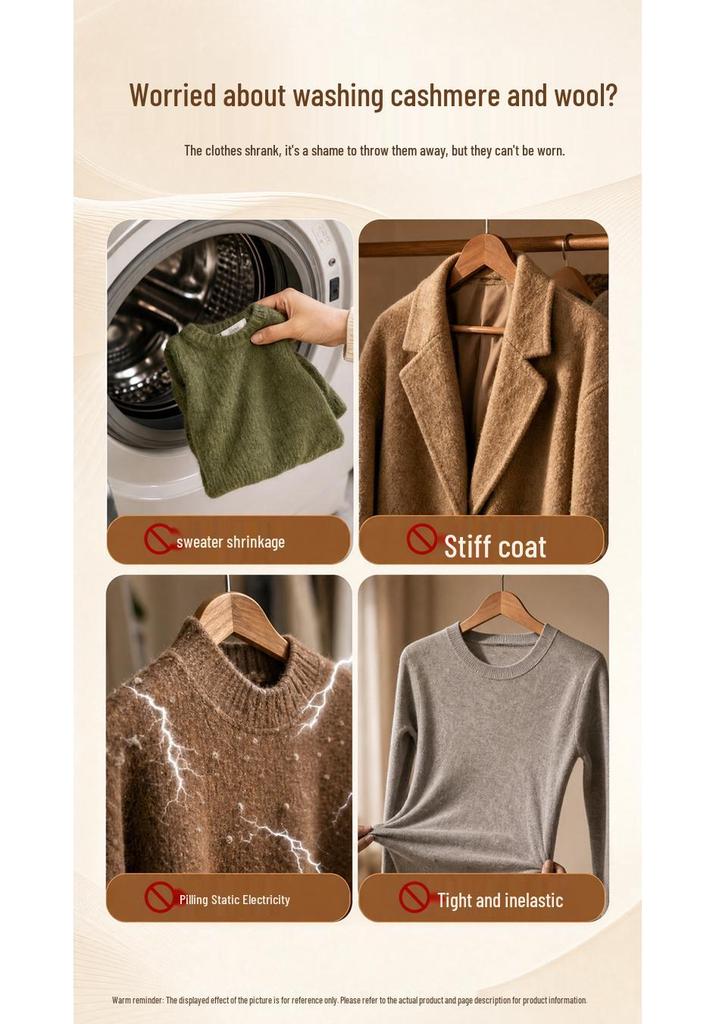 Wool & Cashmere Softening Detergent for Sweaters and Coats - Fluffy, Anti-Shrink Cleaner