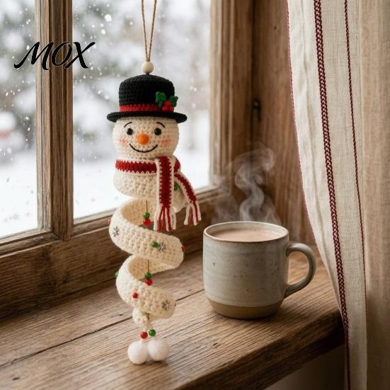 Winter Yarn Crafts for Family Christmas Spiral Crochet Kit, DIY Snowman Santa Craft Handmade Project Hanging Ornament Tree Mantel Decoration Keepsake