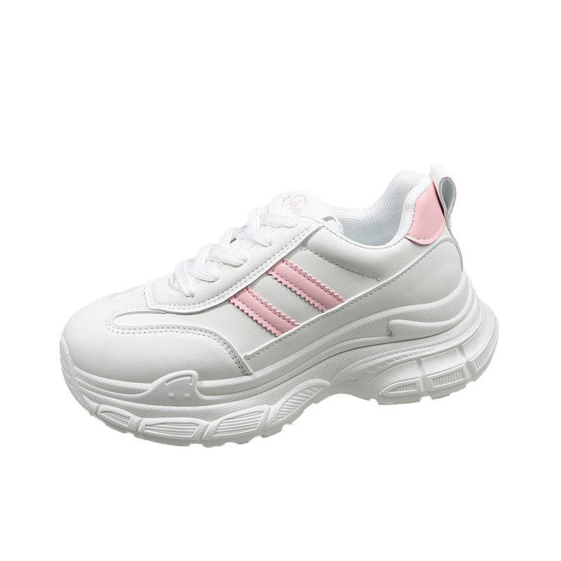 White Dad Shoes Women 2025 New Spring Thick Soles Increase Internet Celebrities Hong Kong Style Show Feet Small Versatile Sports White Shoes