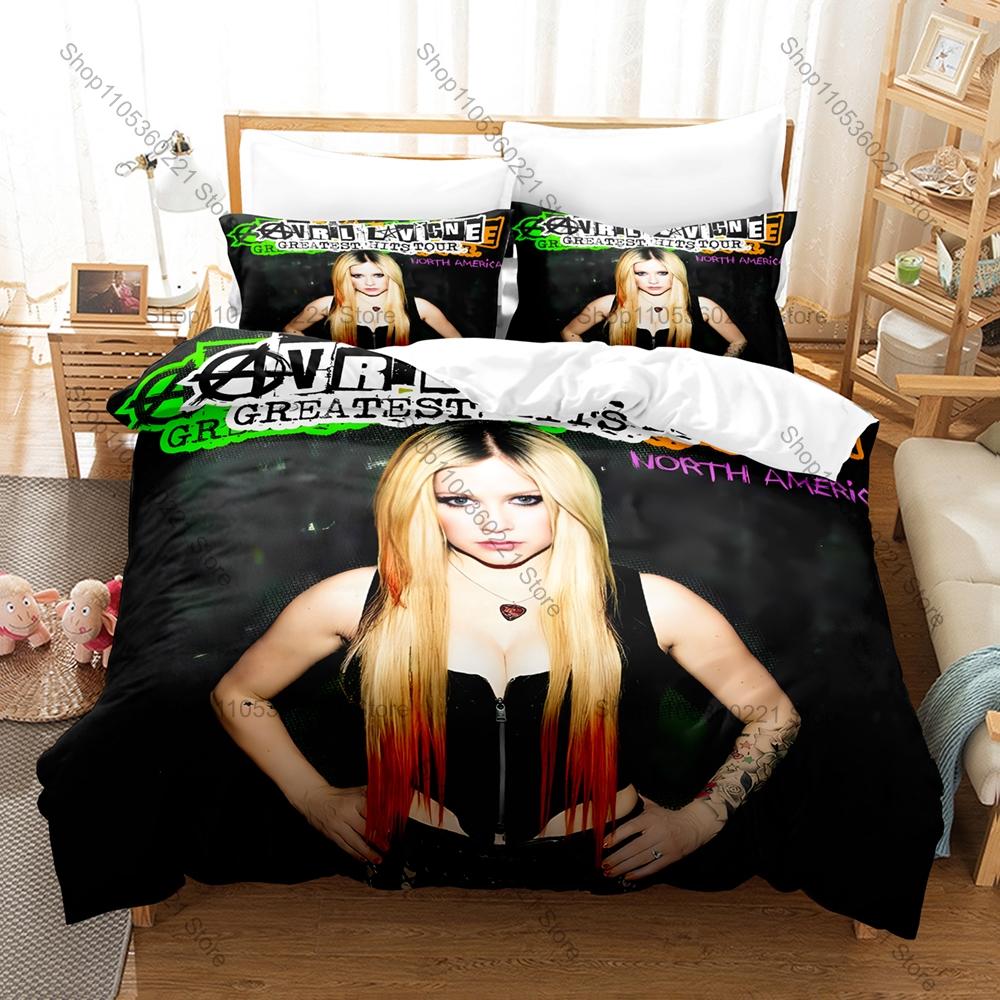 Avril Lavigne 3Pcs Bedding Set 3D Printed Music Singer Duvet Cover Pillowcase Twin Full Queen King Size Soft Microfiber
