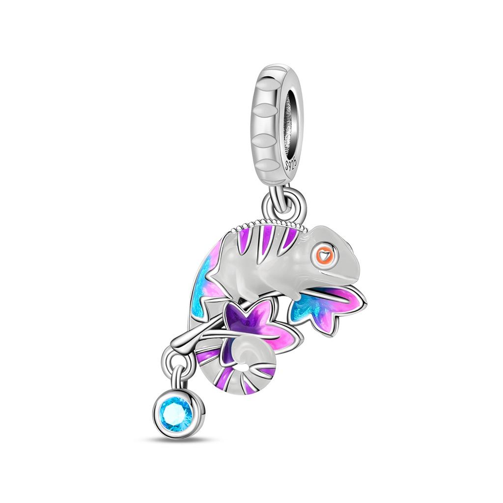 Copper Craft Cute Chameleon Pendant Temperature Discoloration Charm Bead Fit Original Bracelet Ideal For Women Handmade Jewelry Making Gift