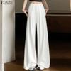 ZANZEA Women Classic Casual Solid Color Loose Wide Leg Pants