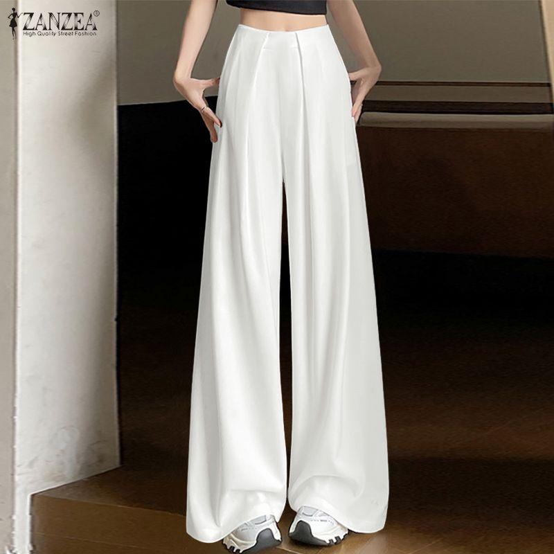 ZANZEA Women Classic Casual Solid Color Loose Wide Leg Pants