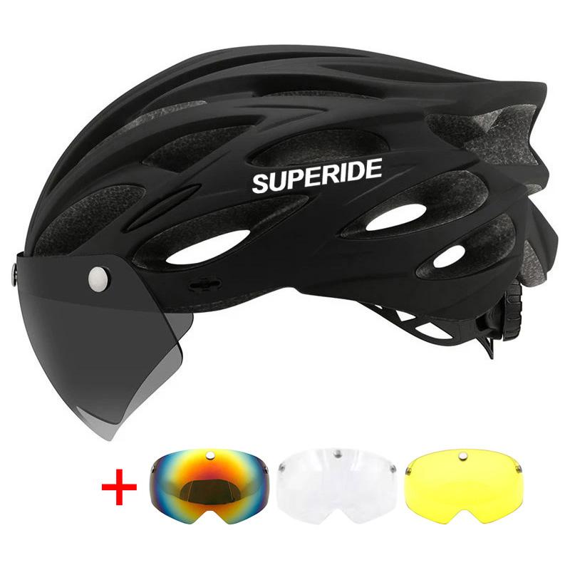 Superide Ultalight Cycling Helmet With Magnetic Googles & Sun Visor Men Women In-Mold Road Bike Mtb Bicycle Helmet