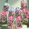 1PC Pink Floral Leopard Mixed Pattern Print 750ml Color Plastic Sports Water Bottle Leakproof Flip Straw Lid Suitable for Sports Office Home Use