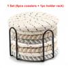 8pcs Woven Coaster Set with Holder High-Temperature Resistant Cup Coasters Absorbent Coasters for Coffee Tea Drinks