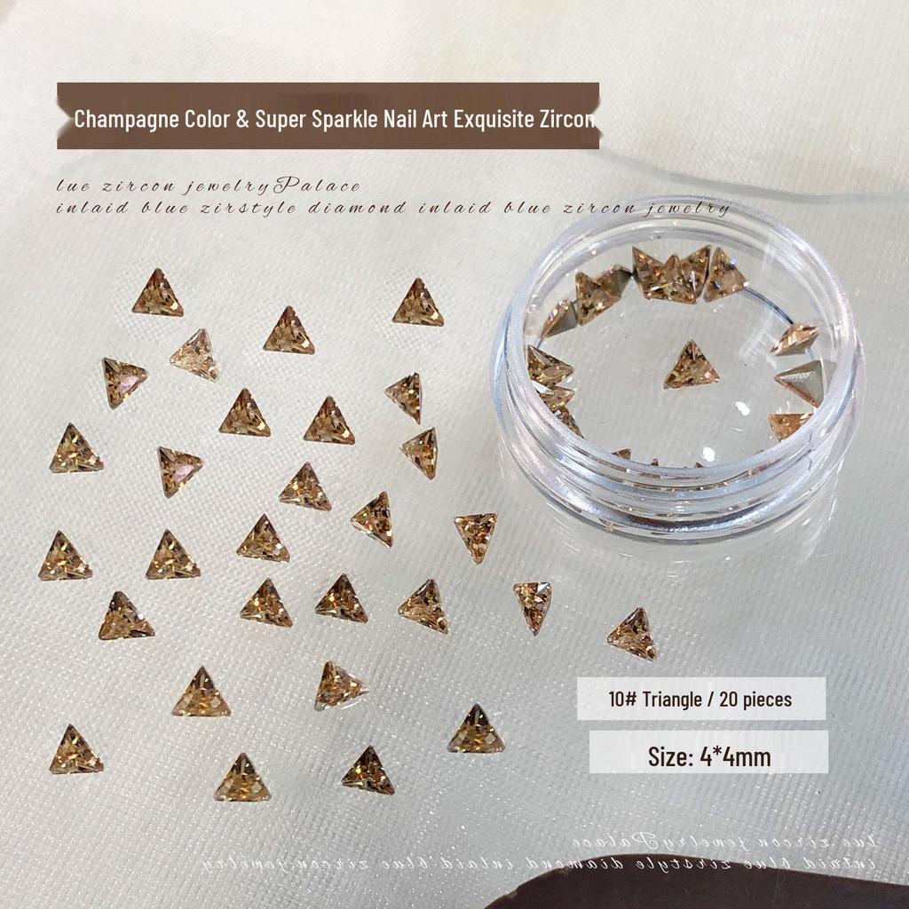 5A Champagne Marquise Zircon Nail Art Decorations - Flashy Nude Diamond Water Drop Shapes