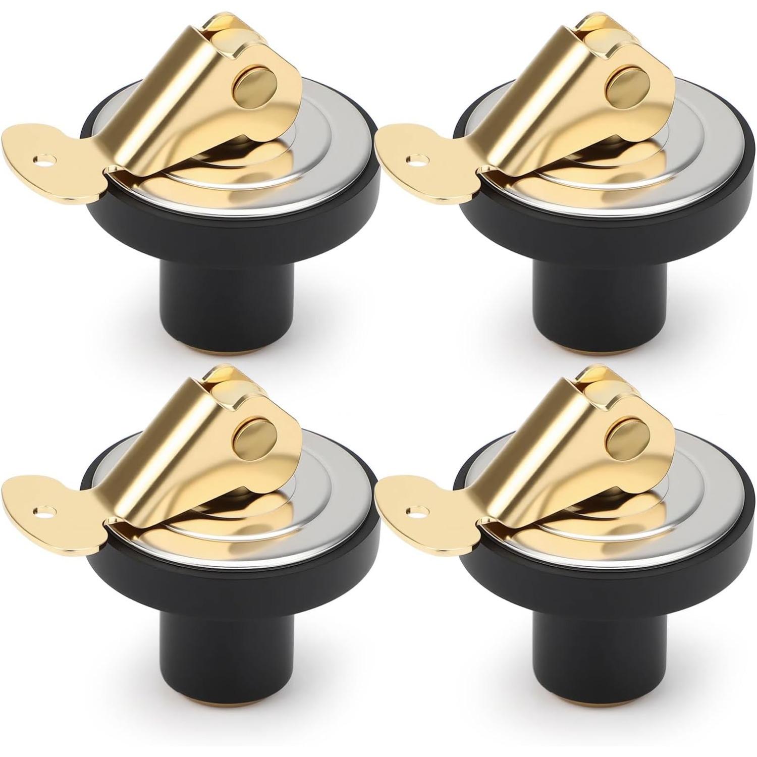 4PCS Boat Drain Plug 1/2 Inch, Dual Lock Lever Snap Plug, Brass & Stainless Steel Deck Drain for Kayak Marine Livewell золотой