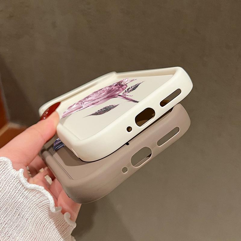 Crystal Rose Flower Pattern Soft TPU Matte Case For Google Pixel 9 Pro XL 8 Pro 8A Solid Color Shockproof Lens Protection Phone Cover