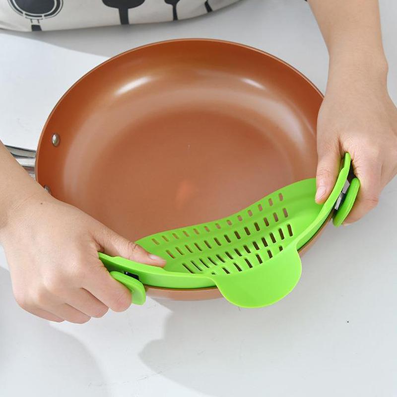 1Pc Adjustable Silicone Clip On Strainer For Pots Pot Strainer Kitchen Pot Strainer Handheld Drainer For Noodles Pasta