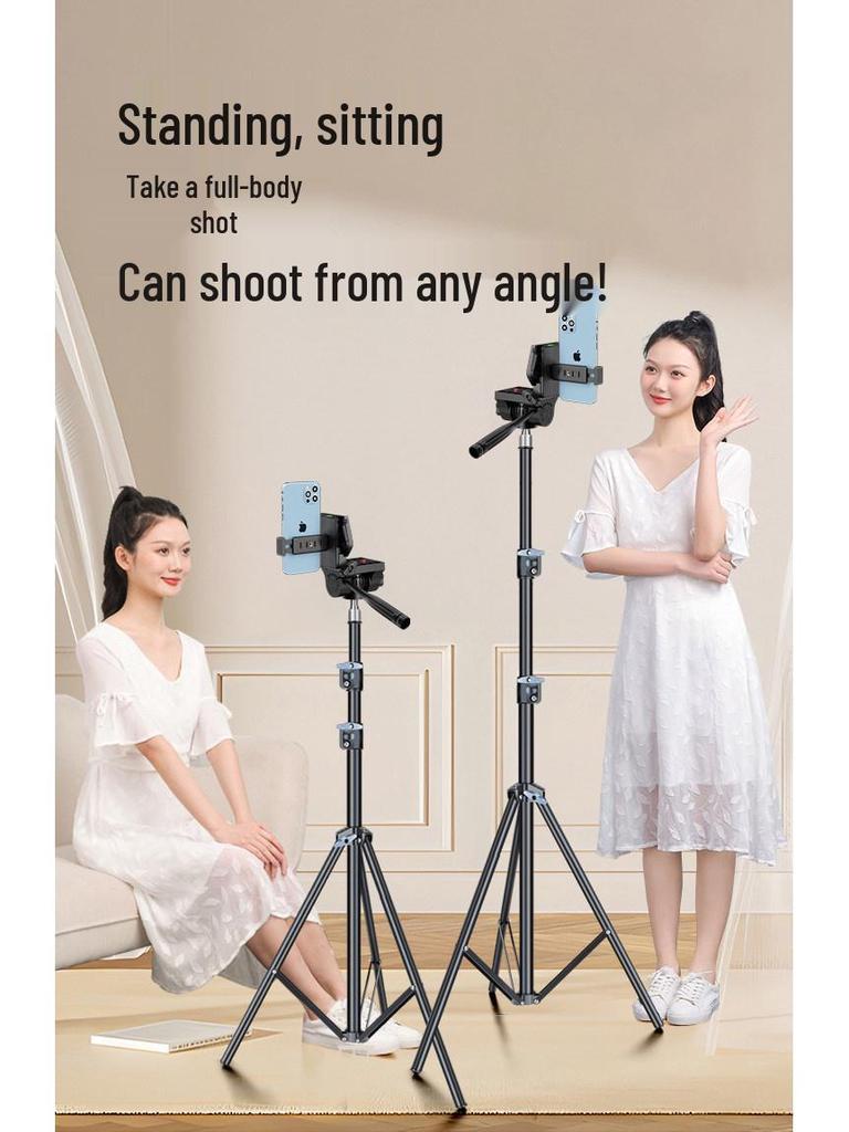 2025 Pro Live Streaming Stand: Dual Phone Tripod with Fill Light for Streamers & Vloggers