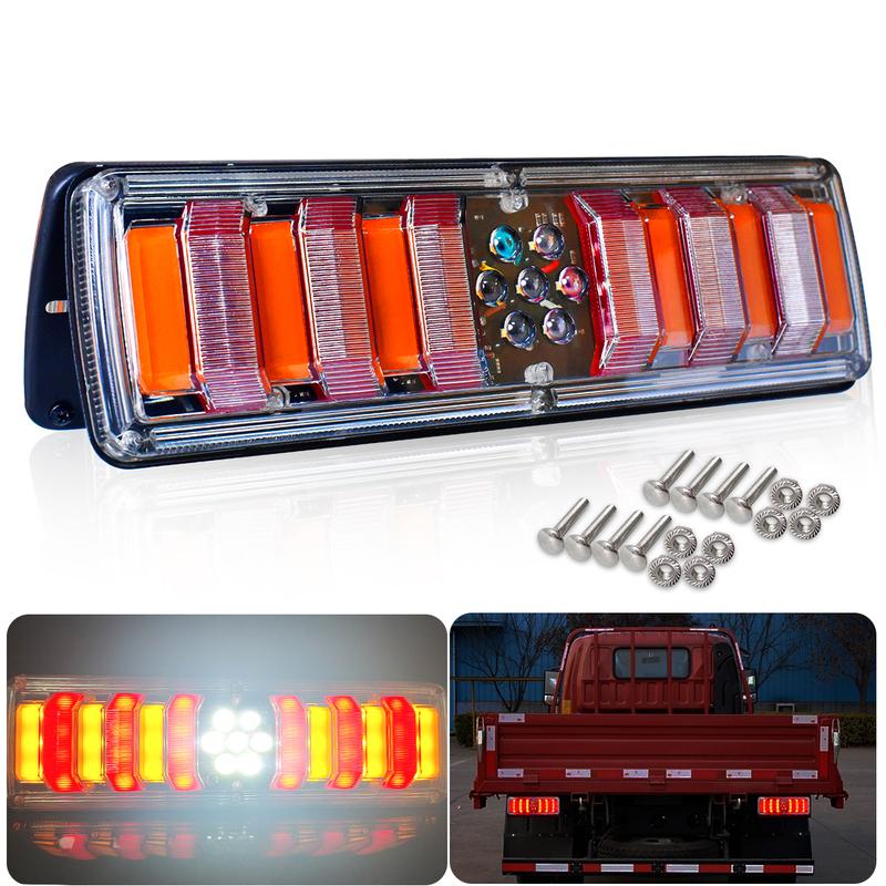 Bright LED Truck Tail Rear Lamp Lights Mulfunctions Reversing Lighting w/ Brake Stop Stream Turn Signal for Car Lorry Trailers