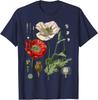 Roter Mohn Botanische Mohnblumen Roter Mohn T-Shirt