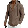 New Men’s Linen Plus-size Hooded Long-sleeved Top – Casual Plain-colour Hoodie