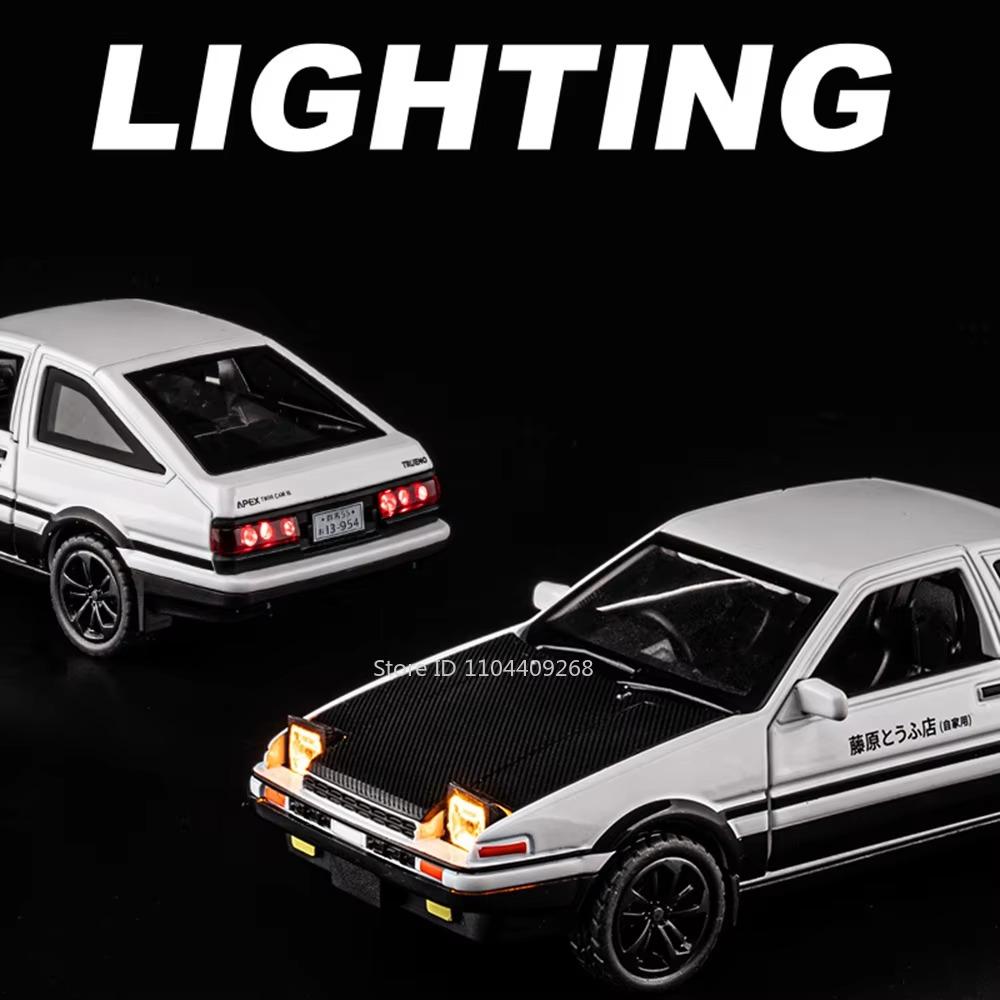 1:36 Scale Ae86 911 Alloy Diecast Model Toys Cars Doors Opened With Sound Light Pull Back Miniature Vehices Children's Toy Gifts
