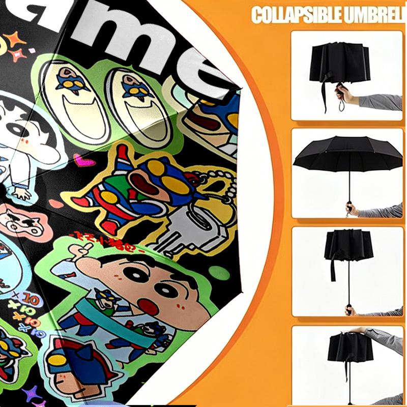 Custom Name Personalized Cartoon comics Print Umbrella, Auto Open Close, 8‑Rib Sturdy Frame, Commute Camping Hiking Use, Birthday Gift