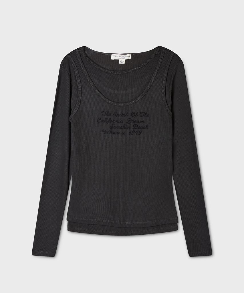 WHO.A.U Lettering 2-Way Layered T-Shirt(F) / Whlag3865F
