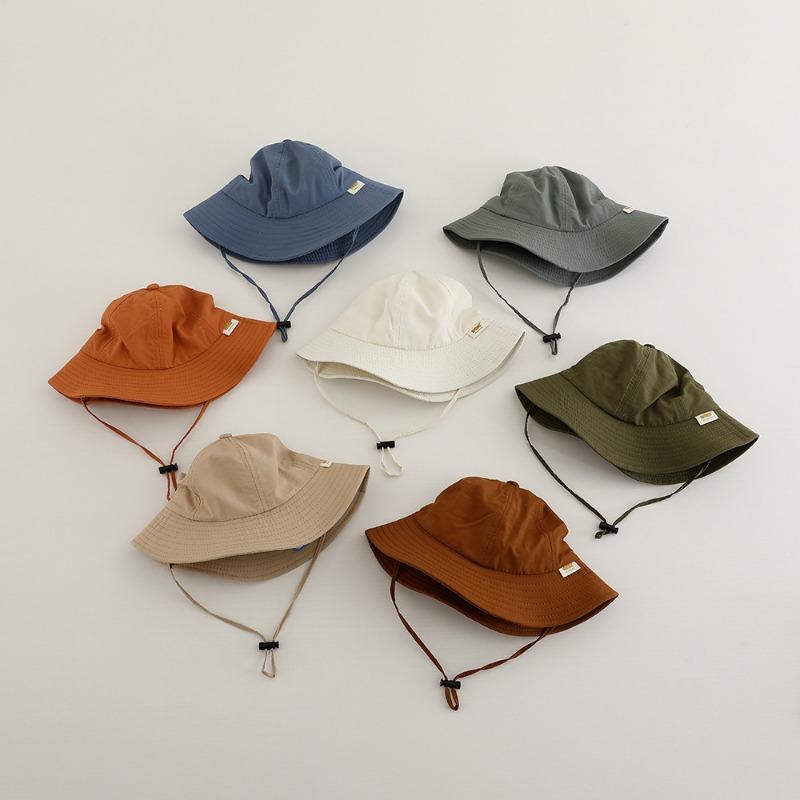 Kids Hats 48-50cm 1-3 years Spring summer Fashion Solid Color Sun Hat for Boys Girls Bucket Hat Baby Fisherman Cap