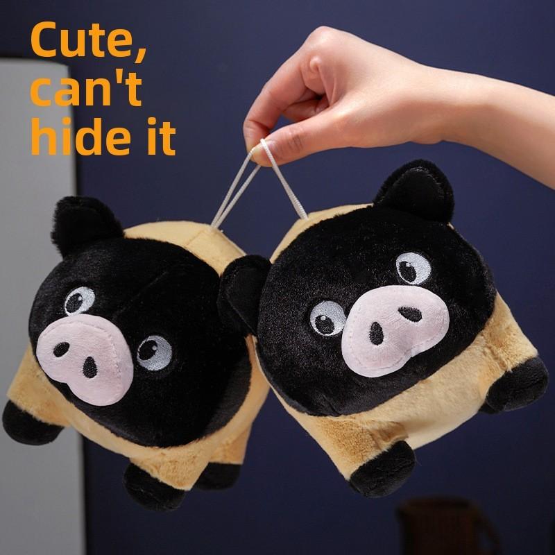 Plush Pig Stuffed Toy With Black Hanging Loop For Bedroom Decor And Giftgiving