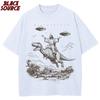 Vintage Washed Dinosaur Graphic Tee - Distressed Cartoon Print Fashion T-Shirt for Students
