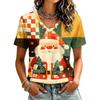 Women's Casual Short Sleeve Christmas Print T-Shirt