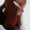 Elizabeth Moments Beige Oval Patent Leather Hair Pin
