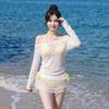 1011 new bikini swimsuit women's small breasts sexy pure desire neck long sleeve sunscreen hot spring vacation beautiful swimsuit