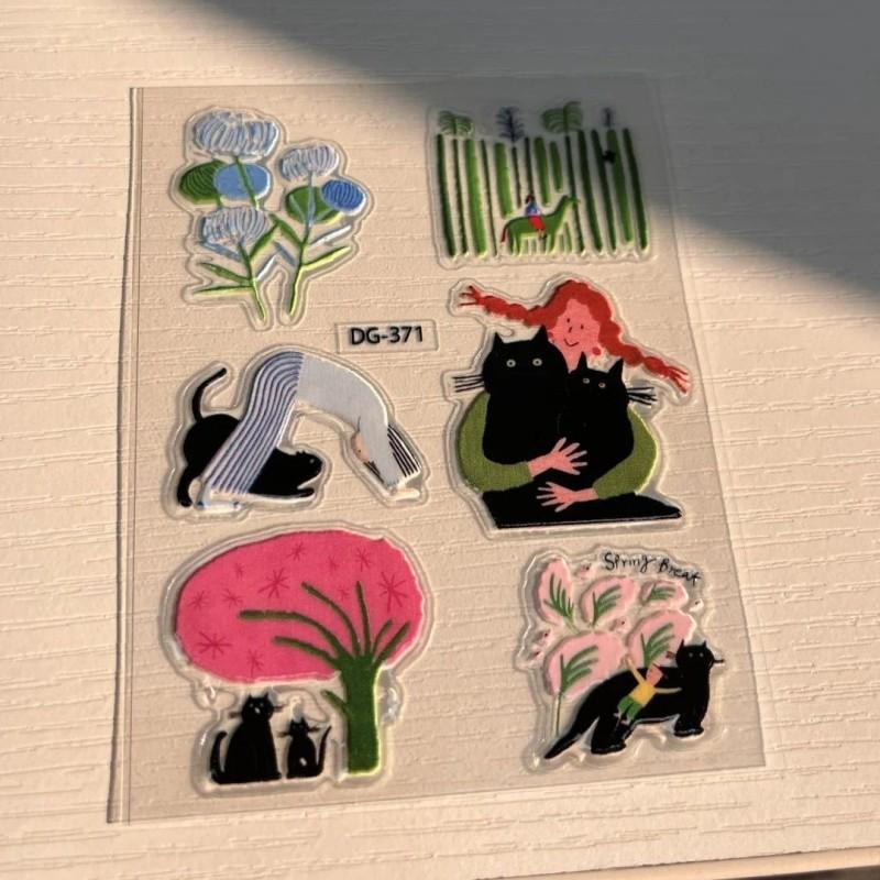 Ins Cartoon Cat Stickers 3D Relief Decal Decorative Kawaii Stickers Laptop Mobile Phone Case Diy Decals Party Favor