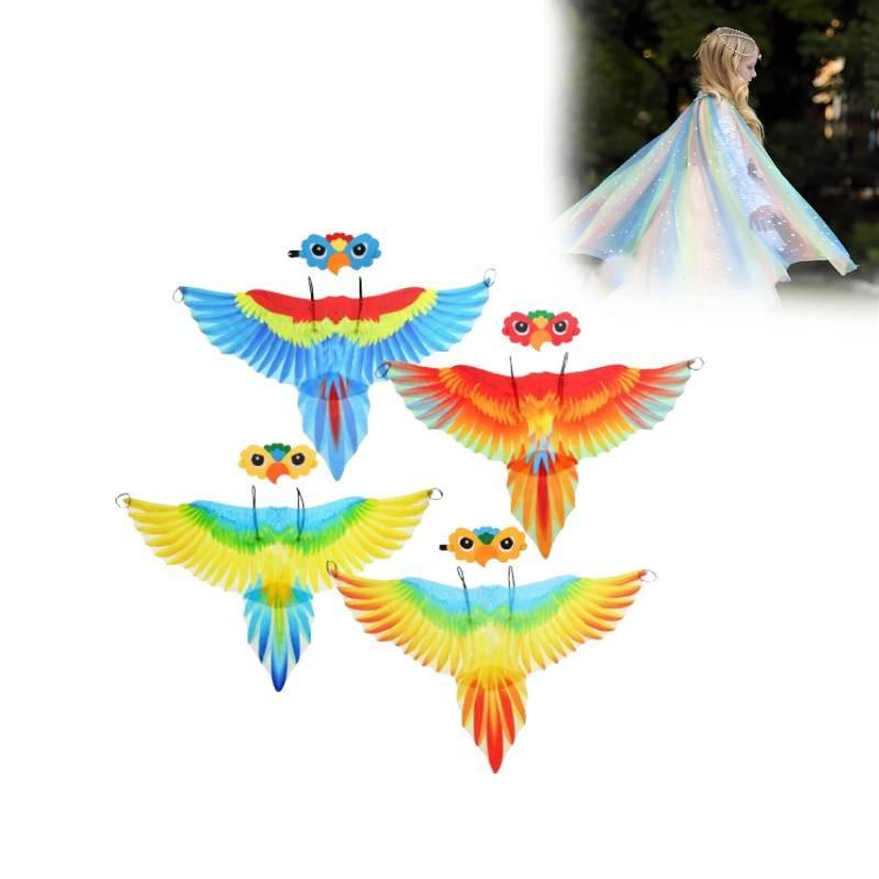 Colorful Kids Parrot Wings Cape And Bird Headpiece Ideal For Halloween And Christmas Celebrations