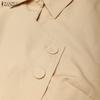 ZANZEA Women Casual Turn Down Collar Solid Color Long Sleeve Muslim Dress