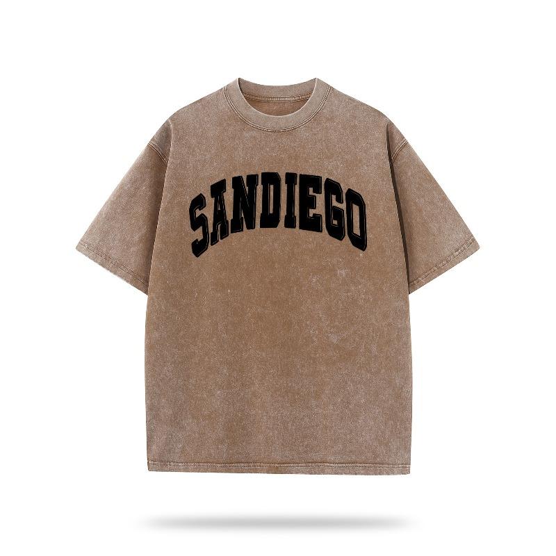 

SANDIEGO San Diego Vintage Washed Cotton Tee - Casual, Comfortable,All-Match Crew Neck T-Shirt with Short Sleeves, Perfect for Everyday & Sports Wear S дубильная кора