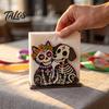 Skull Tissue Holder Day of The Dead Wooden Napkin Holder, Decorative Floral Dispenser, Restaurant Table Decor Dia De Los Muertos Paper Towel for Home