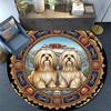Buddhist Dogs Mandala Round Area Rug Under Office Chairs Bedroom Living Room Home Decor