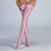 Bas Hauts Sexy pour Femmes Dentelle Satin Lisse Huileux Brillant Vintage Brillant Serrés Modelants Élastiques Lingerie Bas de Bonne Maîtresse Overknee