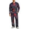 Men's Halloween Pajama Set Long Sleeve with Buttoned Crotch and Elastic Drawstring Waist Sleepwear
