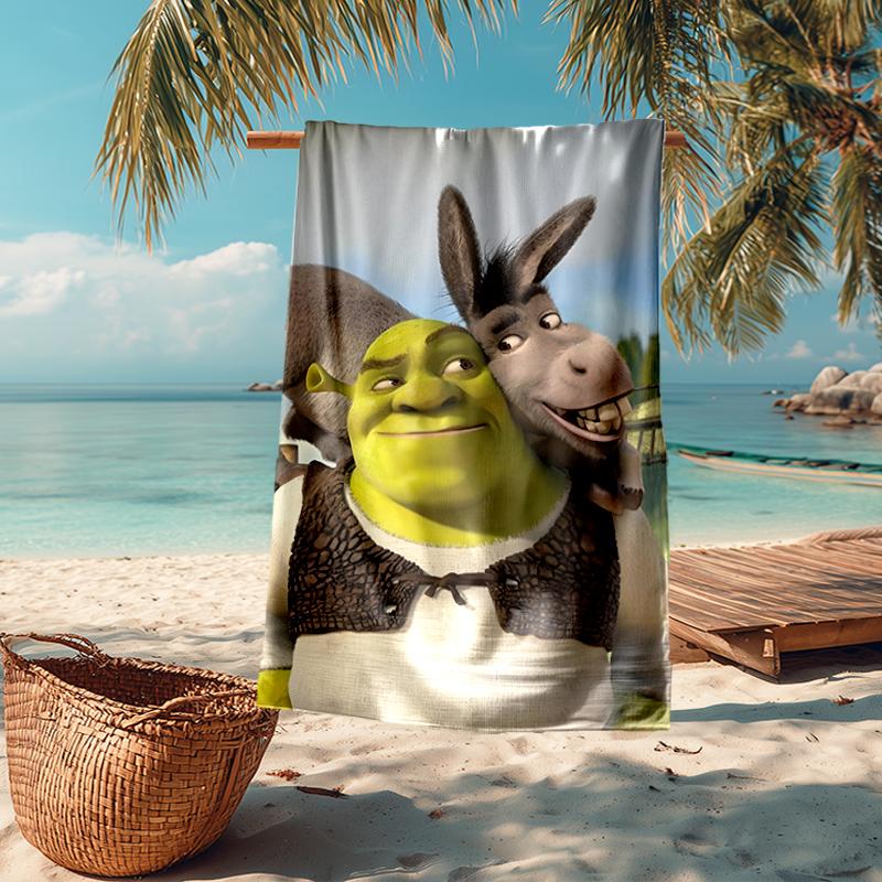 Ultra-Soft Beach Towel with Shrek Theme,Ideal for Pool - Camping, Diving - Perfect Travel Essential, Vibrant Beach Towel.
