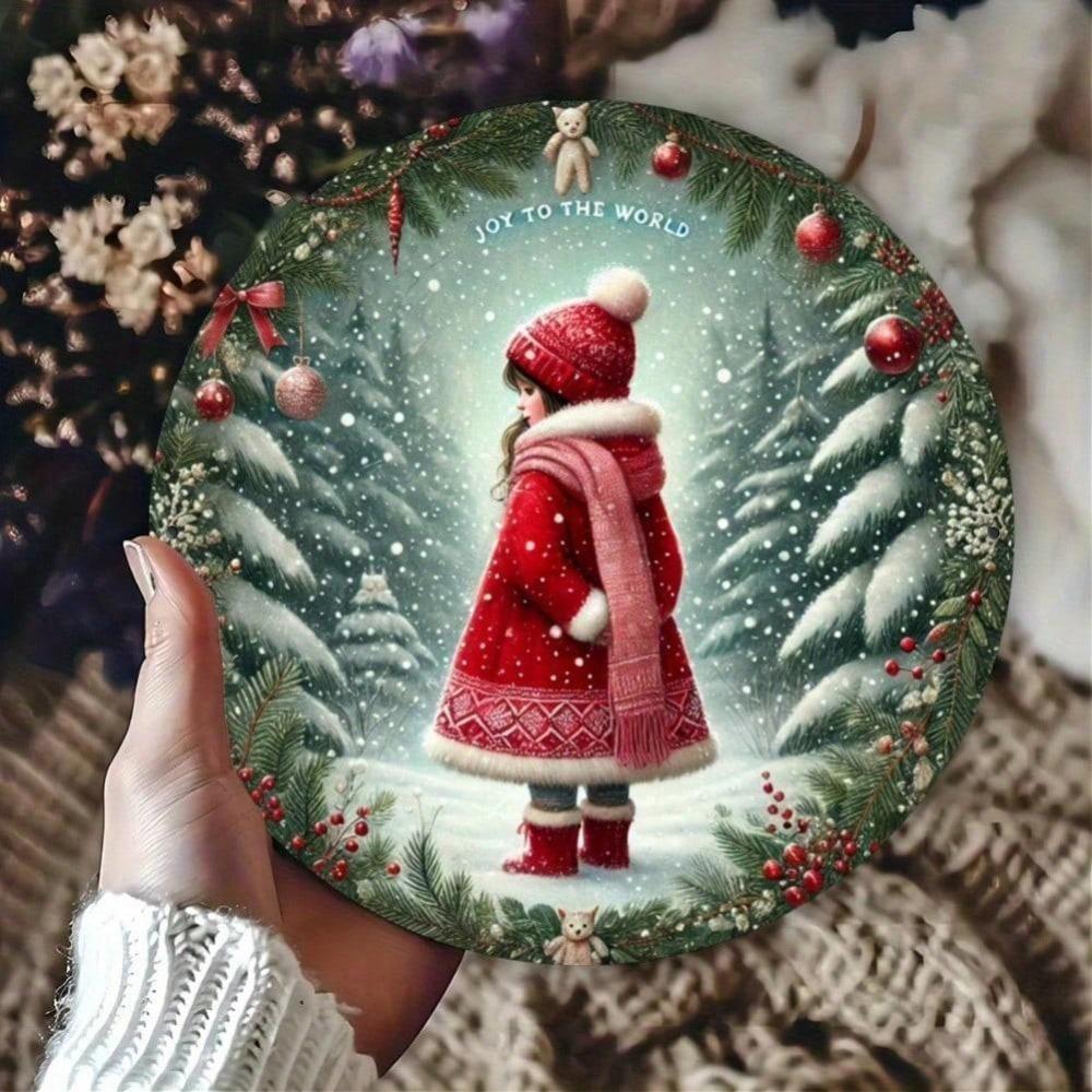 

Rustic Christmas Girl Iron Sign 7.87 Inch Joy To The World Wall Decor For Home Door Window Festive Party Decoration Gift For Women 20x20 разноцветный