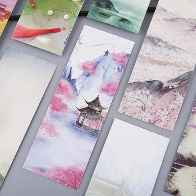 30pcs Creative Chinese Style Paper Bookmarks Painting Cards Retro Beautiful Boxed Bookmark
