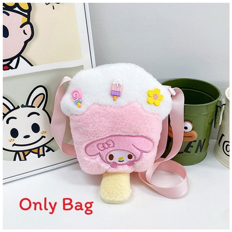 Plush Ice Melody Cream Pack Kids Crossbody Bag Cute Cartoon Style Purse Coin