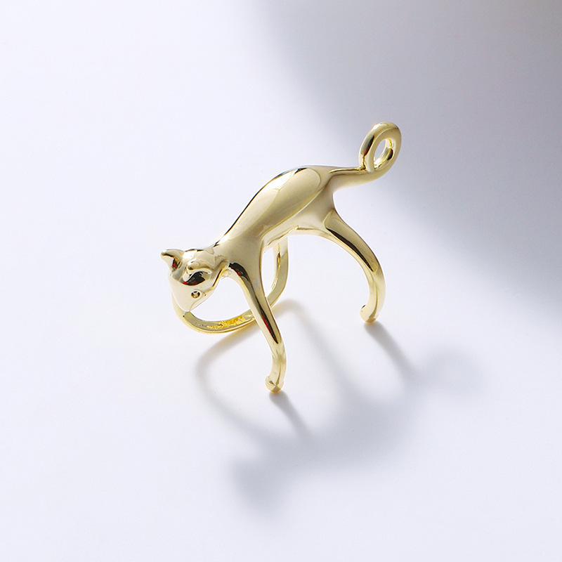 1 Stück Lustiger Kletternde Katze Clip Ohrring für Frauen Niedliches Tier Grünes Auge Kätzchen Frosch Ohne Piercing Ohrknorpel Ohrring Party Schmuck