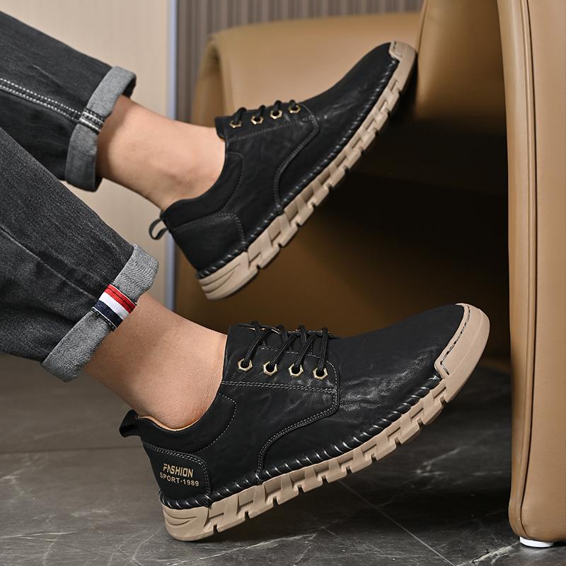 Men's Casual Shoes High Quality Breathable Retro Leather Outdoor Shoes Soft Comfy Wear-resistant Men Shoes Sneaker