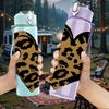 1PC Leopard Texture Heart Shape Print 750ml Color Plastic Sports Water Bottle Leakproof Flip Straw Lid Suitable for Sports Office Home Use
