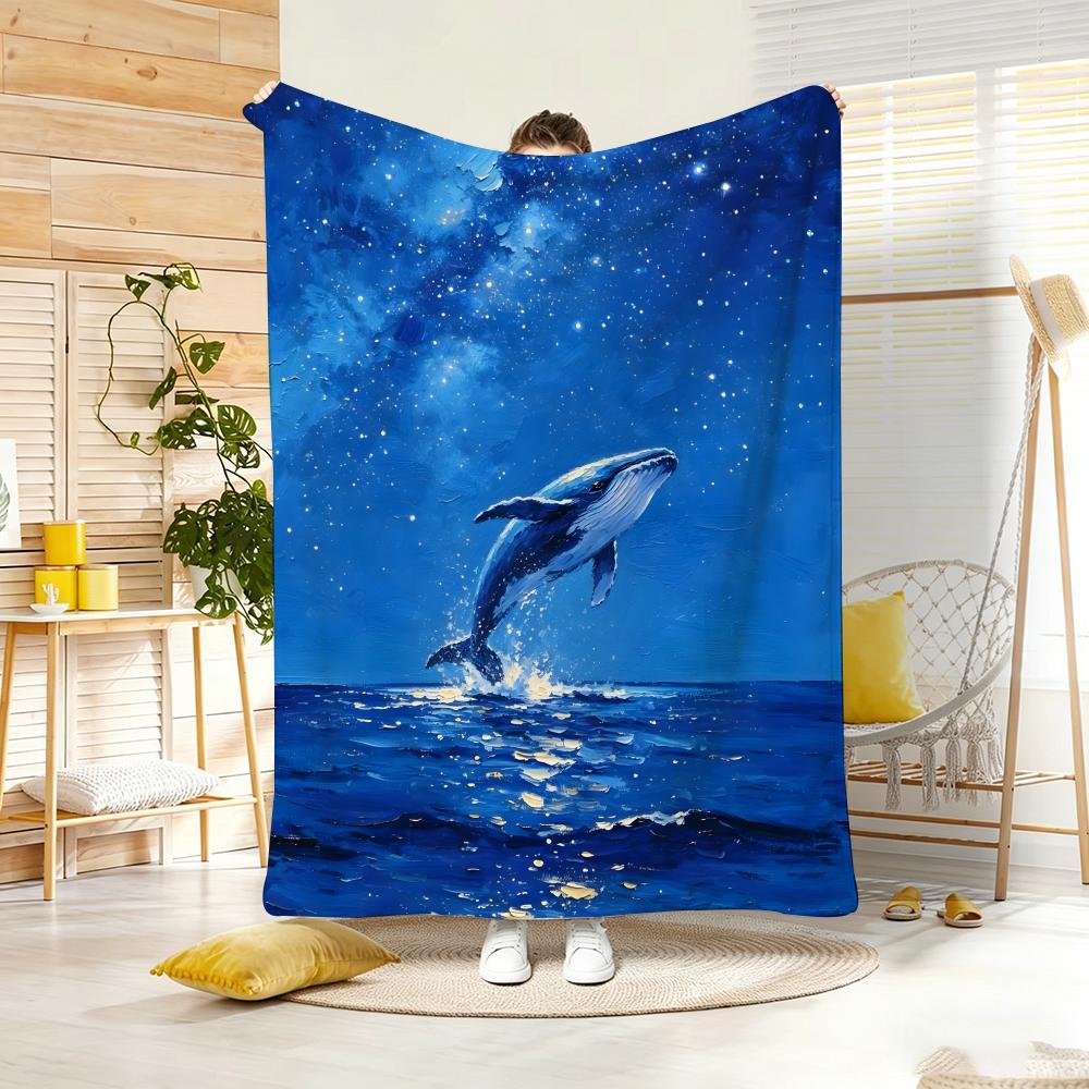 Anime Whale Throw Lightweight G Flannel Blanket Soft Skinfriendly for Summer Cooling