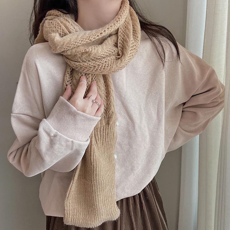 Korean-Style Pearl Sleeve Knit Shawl: Women's Early Autumn Office Cardigan & Two-Way Scarf