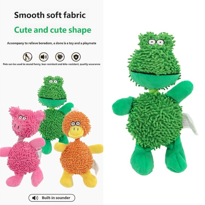 Fun Squeaky Plush Dog Toy Colorful Mop Fiber Puppy Toy for Teething Puppies and Anxieties Reliefs